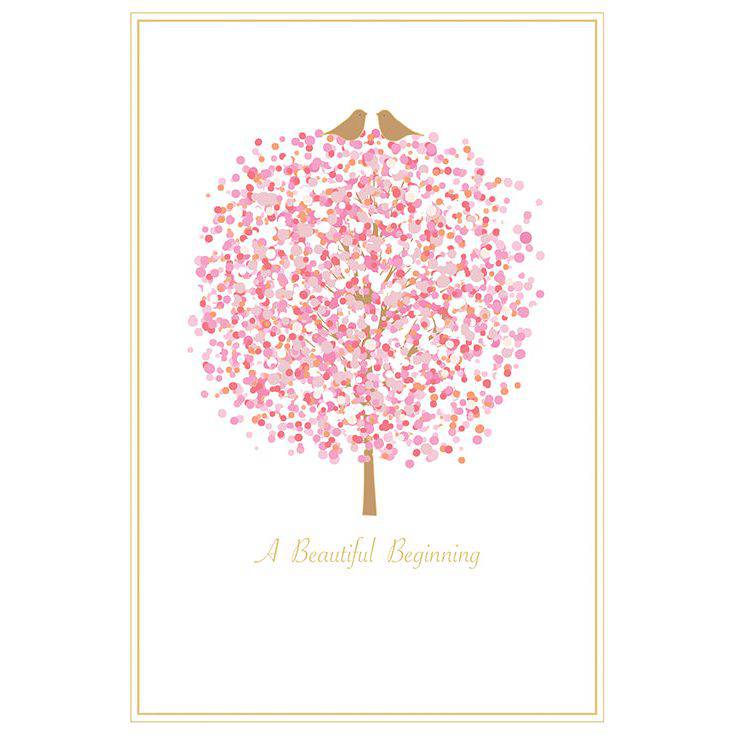 Elegant wedding card featuring a bird perched on a dotted tree design, by Pictura, from the Everyday Cards collection.